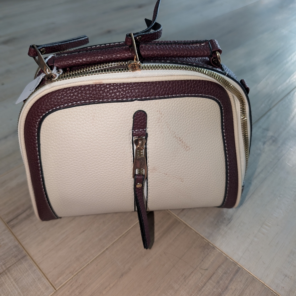 Elegant Cream and Brown Women's Bag